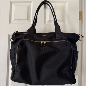 Tumi Dara Black With Gold Trim Duffle Bag EC